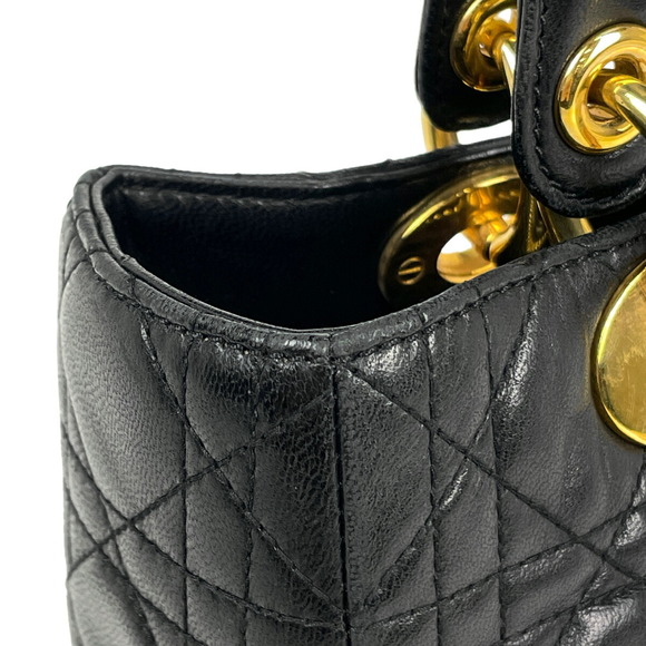 Christian Dior Lady Dior Cannage Medium Leather 2WAY Bag Black - Picture 7 of 9